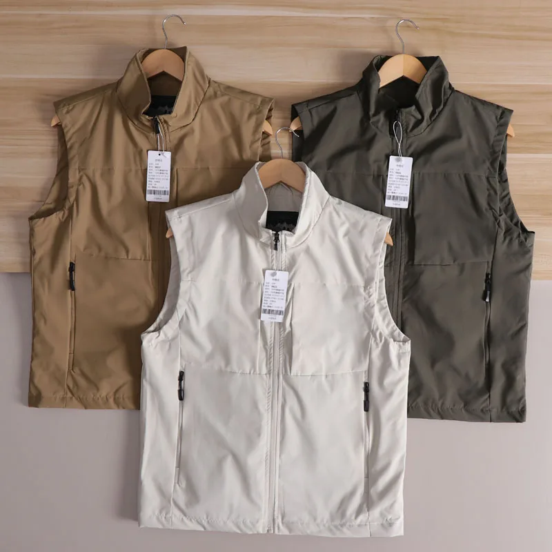 

Высококачественный уличный мужской многоканальный водонепроницаемый дышащий жилет с воротником-стойкой, модный городской летний молодежный жилет