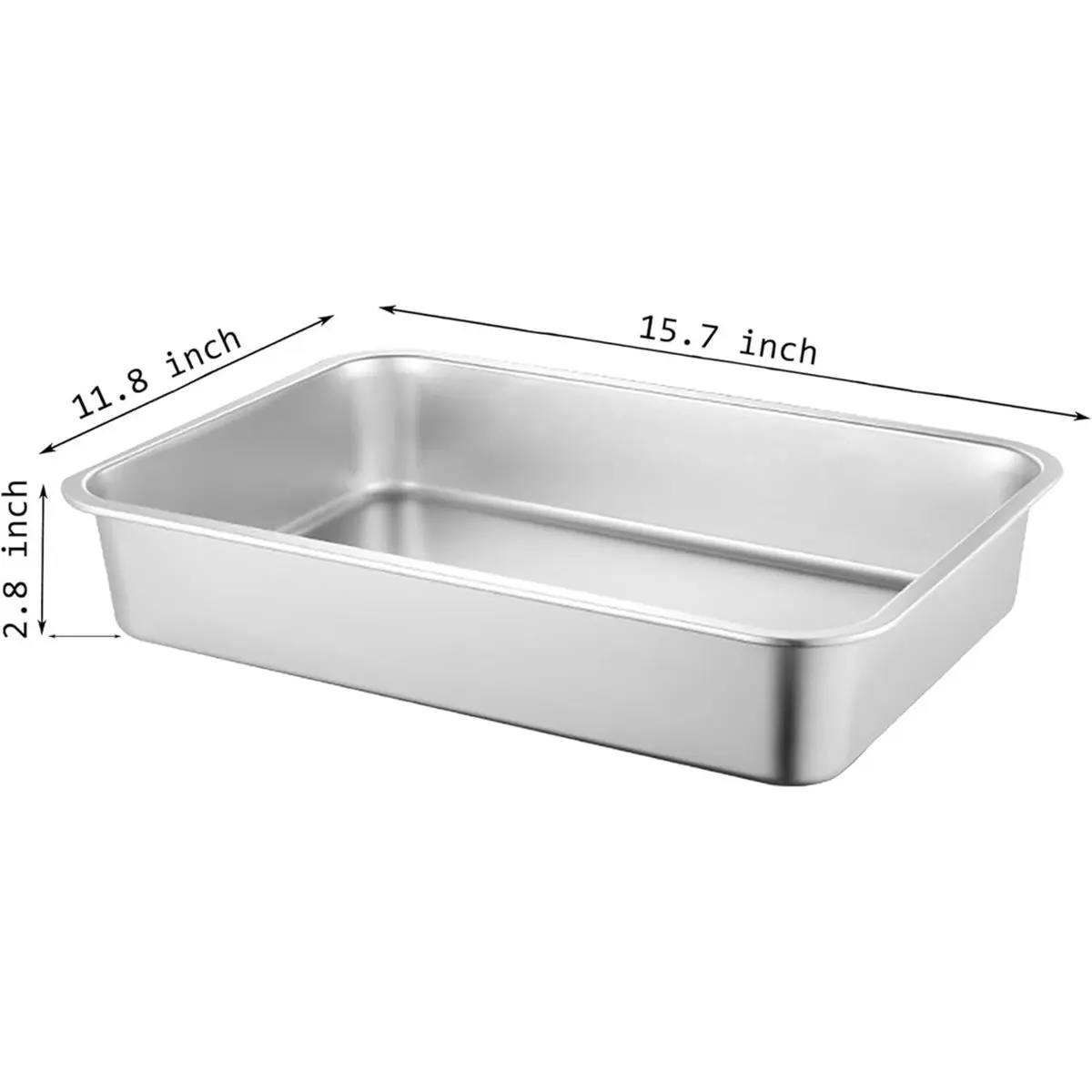 2 Pack Stainless Steel Cat Litter Box, 15.7