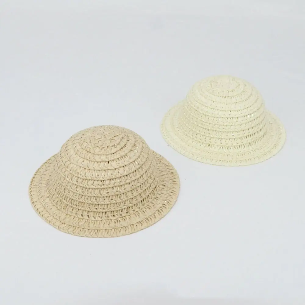 New Mini Dollhouse Miniature Hat Handmade 5 Styles Tassel Straw Hat Doll House Ornament Hand Weaved Hats 10cm Cotton Dolls