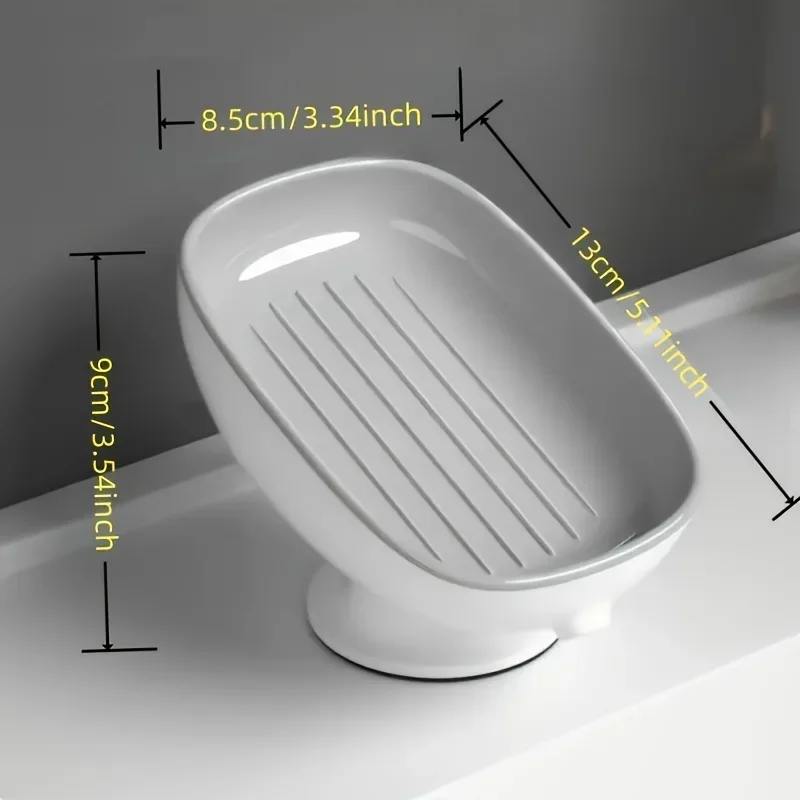 2-in-1 Badezimmer-Seifenhalter mit Saugnäpfen, selbstentleerende Seifenschale für die Arbeitsplatte, doppelter Stauraum für runde und quadratische große Seifen – Detail 9