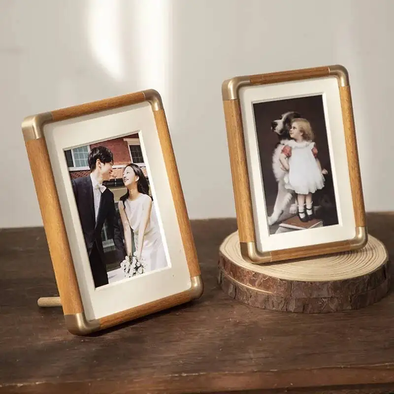 Black Walnut Solid Wood Rounded Corner Photo Frame Couple photo display Wooden Picture Frame Artwork Holder Desktop Decor