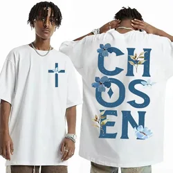 Chosen Floral Aesthetic Bible Verse T-shirts Women's Trendy Christian Clothing T Shirt Men's Fashion Retro Style Classic T-shirt