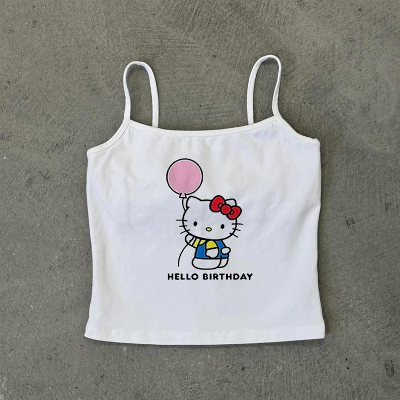Y2k Estetica Hello Kitty Stampa Vestiti Vintage Punk Gotico Canotta Baby Tee Grunge Crop Top Emo Ragazze Donne Corsetto Canotte