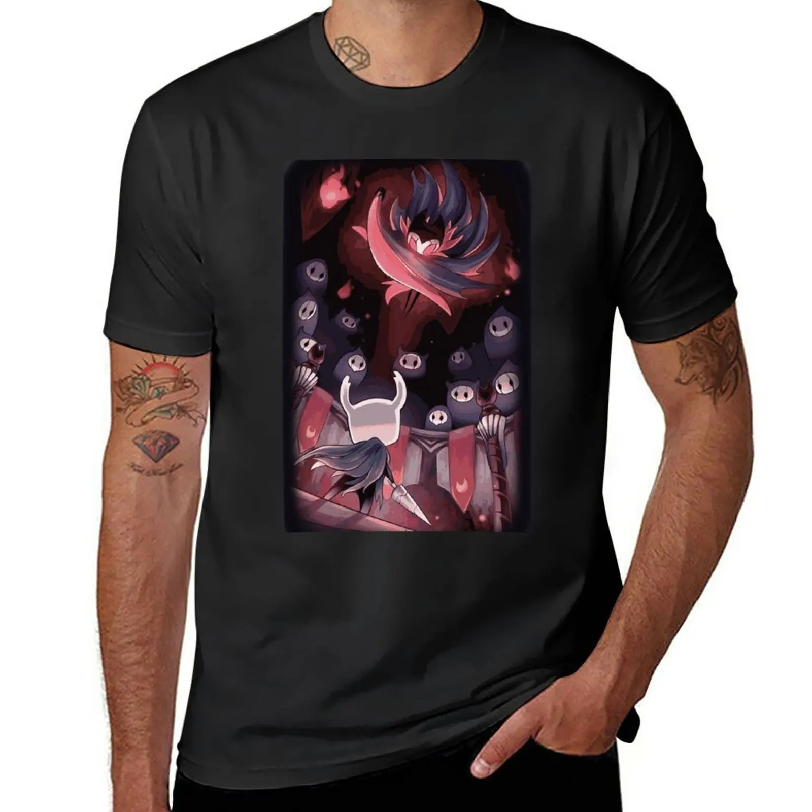 New Hollow Knight - The Knight Facing Master Grimm T-Shirt black t shirts Short t-shirt black t-shirts for men