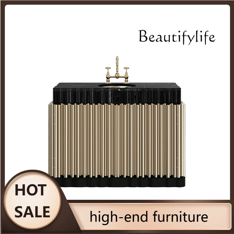 J Floor-to-ceiling Simple Modern Stainless Steel Creative Design Wash Basin Cabinet Villa Luxury Home Wash Table