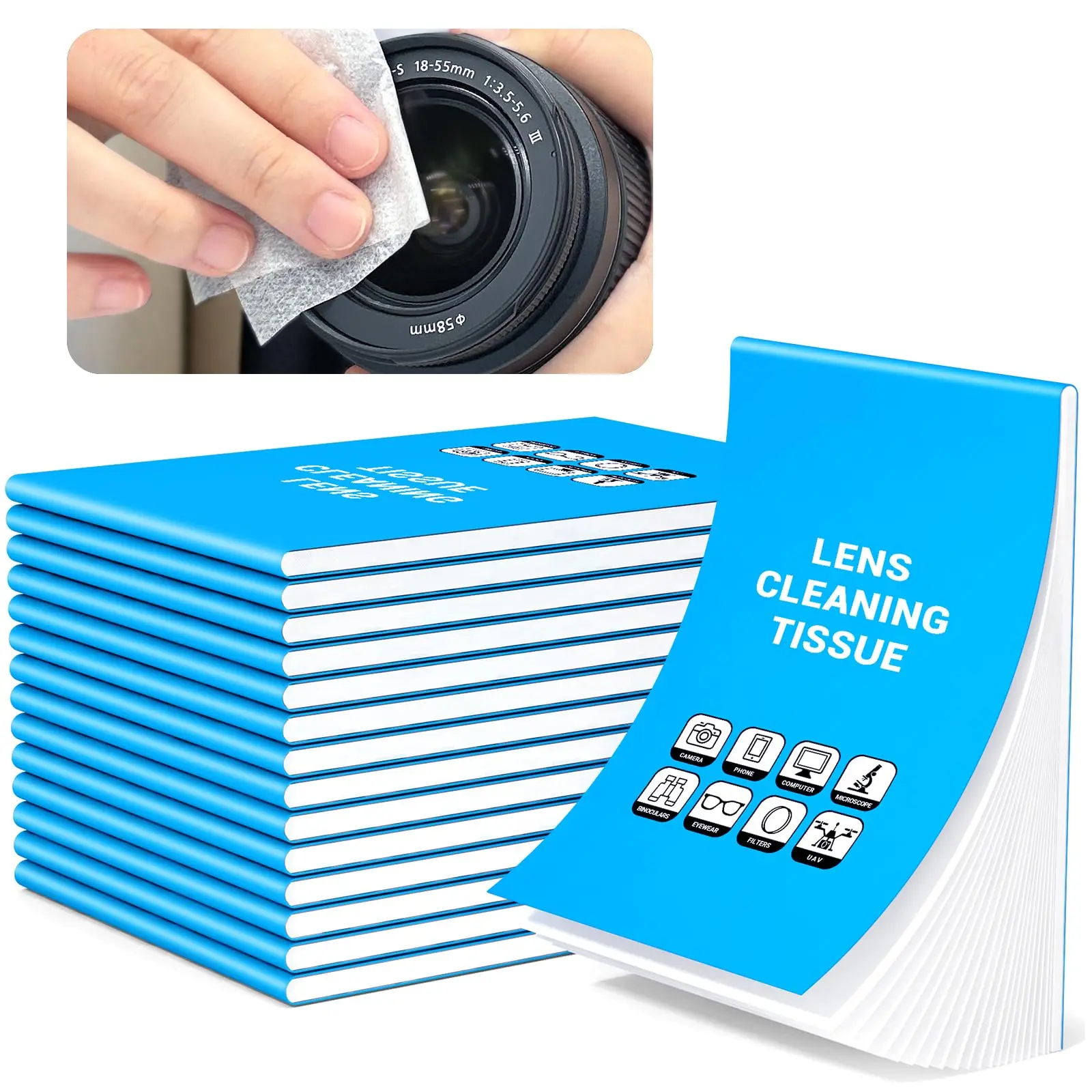 100 Sheets Lens Cleaning Tissue Paper,Premium Lens Paper for Microscope,Camera Lenses, Precision Optics, Ideal for Lens Cleaning