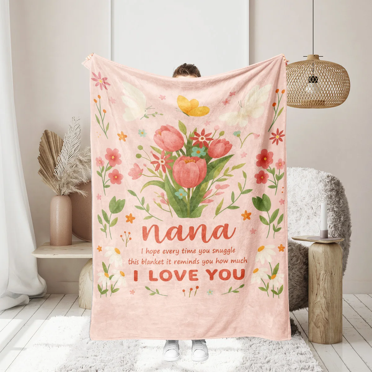 

1pc Carnation Flower Print Flannel Blanket Multi Size Living Room Sofa Nap Carpet Portable Multi Functional Machine Washable