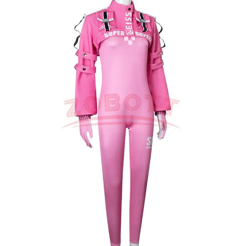 Kostum Cosplay Anime Irelia H Store Nikke Alice Pakaian Seksi Kemenangan Jaket Set Jumpsuit Pink Game Kostum untuk Wanita