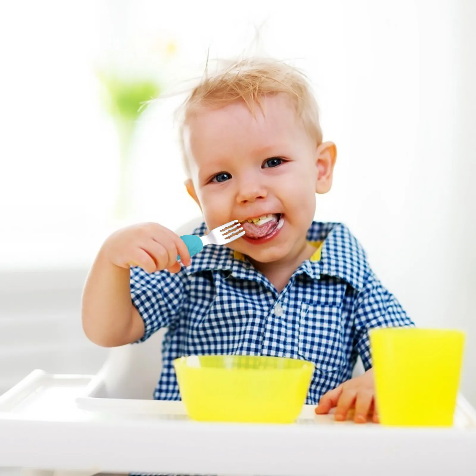 

1Pair Toddler Training Utensils Baby Cutlery Set Short Handle Fork Spoon Food Grade Safe for