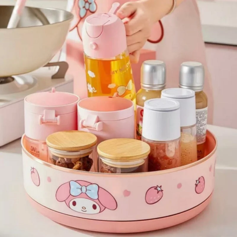 

Cinnamoroll Cartoon Cute Kitchen 360 degree Rotating Seasoning Rack New Sanrio Rotating Seasoning Storage Rack Girls for Gifts