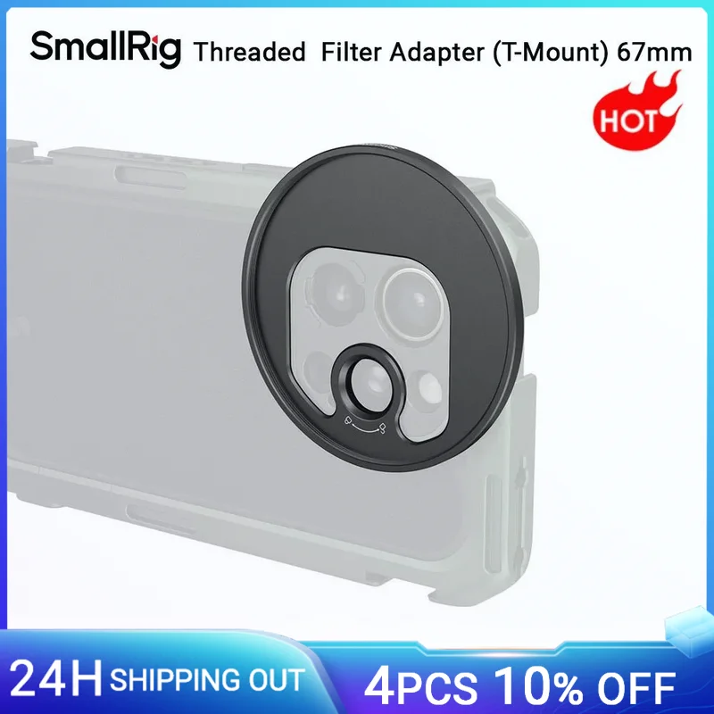 Переходник с резьбовым фильтром SmallRig (T-образное крепление) 67 мм для серии магнитных фильтров 67 мм для светодиодной видеолампы с резьбовым кольцом 67 мм-5172