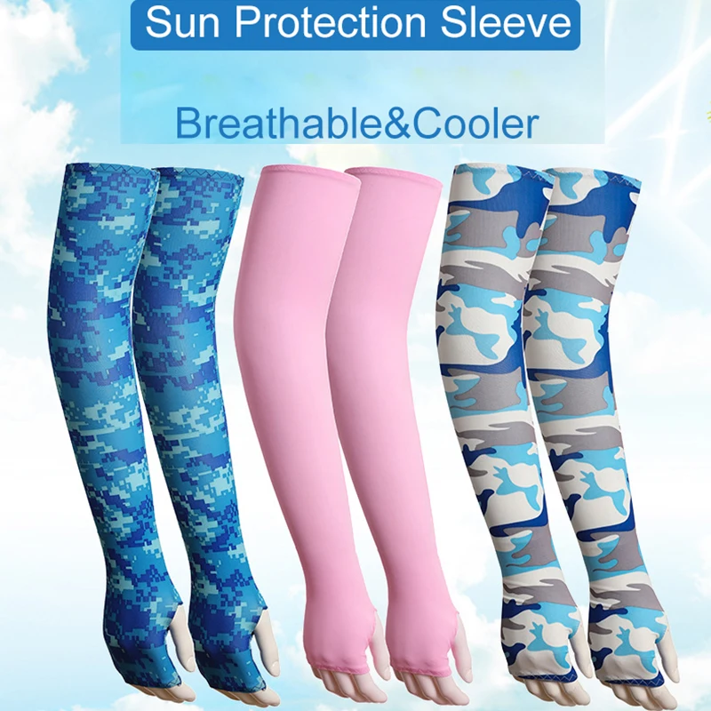 2Pcs Unisex Cooling Arm Sleeves Cover Sports Running UV Sun Protection Outdoor Men Fishing Cycling Quick Dry Gloves Arm Warmer