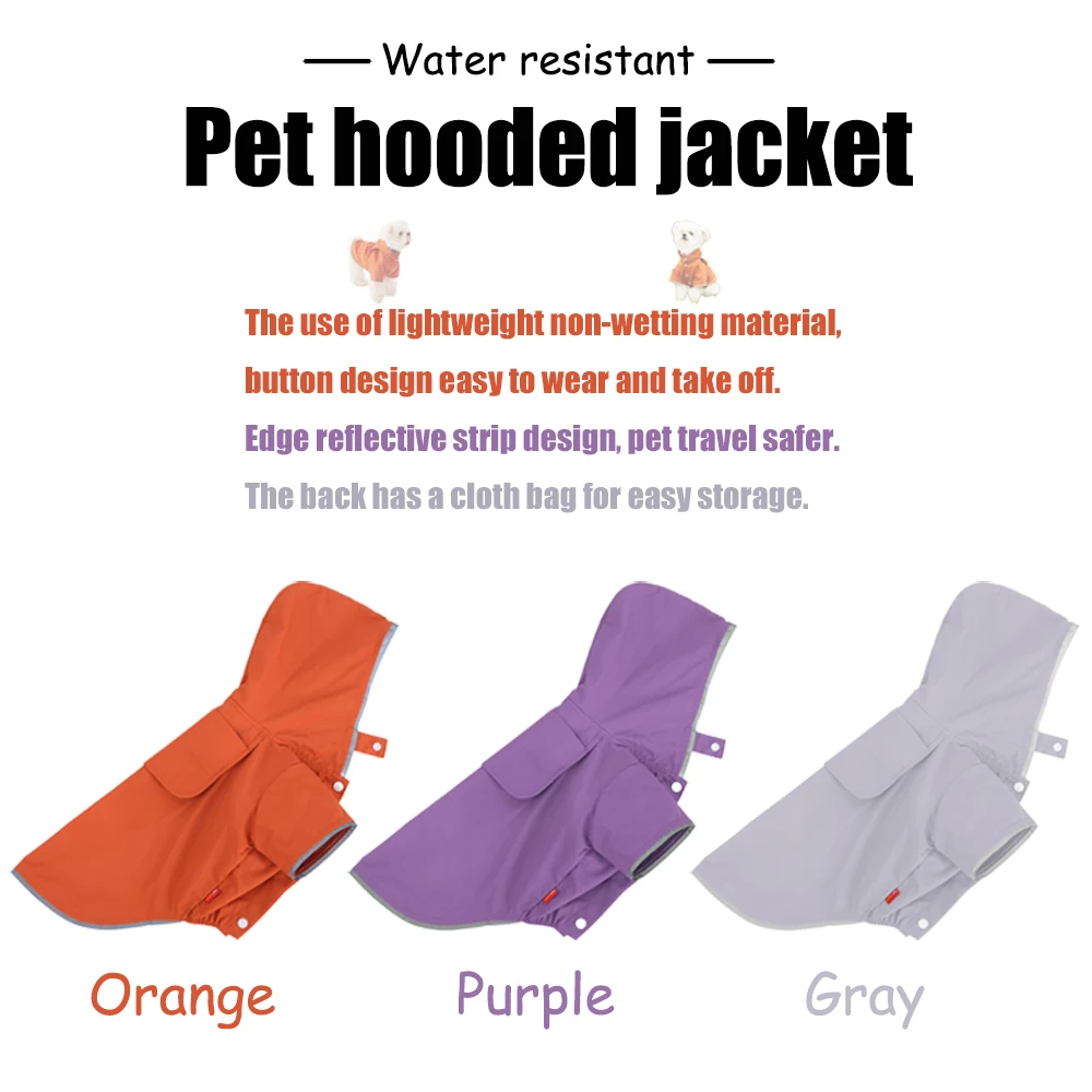 Waterproof pet raincoat with hat - windproof reflective safety design, suitable for small dogs and cats, hand wash material, own