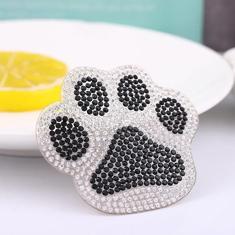 Rhinestone Applique Red Lips New Bear Paw Prints Clothing Decorative Iron-On Stickers For Dresses Punk Badges On Backpack