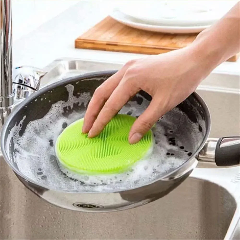 1 PCS Kitchen Cleaning Brush Washing Cleaning Brushes Silicone Dish Sponges For Dishes Washing Dish Scrubber Cleaning Dishwasher