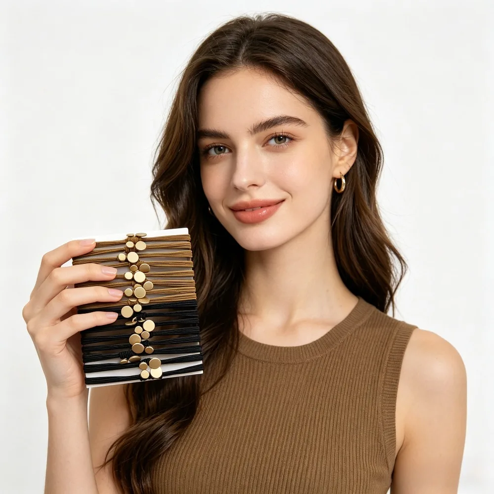 

Набор из 16 тонких резинок для волос в стиле бохо, браслеты-резинки для хвоста для женщин, декоративные резинки для волос с бусинами