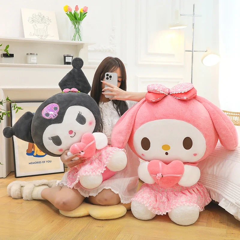 40/50/60cm Sanrio Kuromi Melody Love Plush Toy Kawaii Cartoon Big Size Plushie Doll Soft Stuffed Anime Pillow Kids Birthday Gift