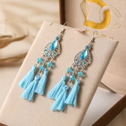 New Ethnic Temperament Crystal Tassel Earrings for Women Handmade Creative Insert Rhinestone Silver Color Alloy Earring Jewelry