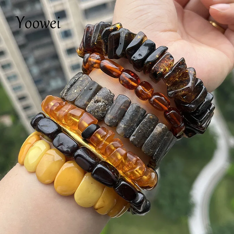 5pcs/lot New 100% Natural Amber Bracelet for Diy Genuine Stone Original Beads Plant Black Floral Healing Natural Jewelry Factory