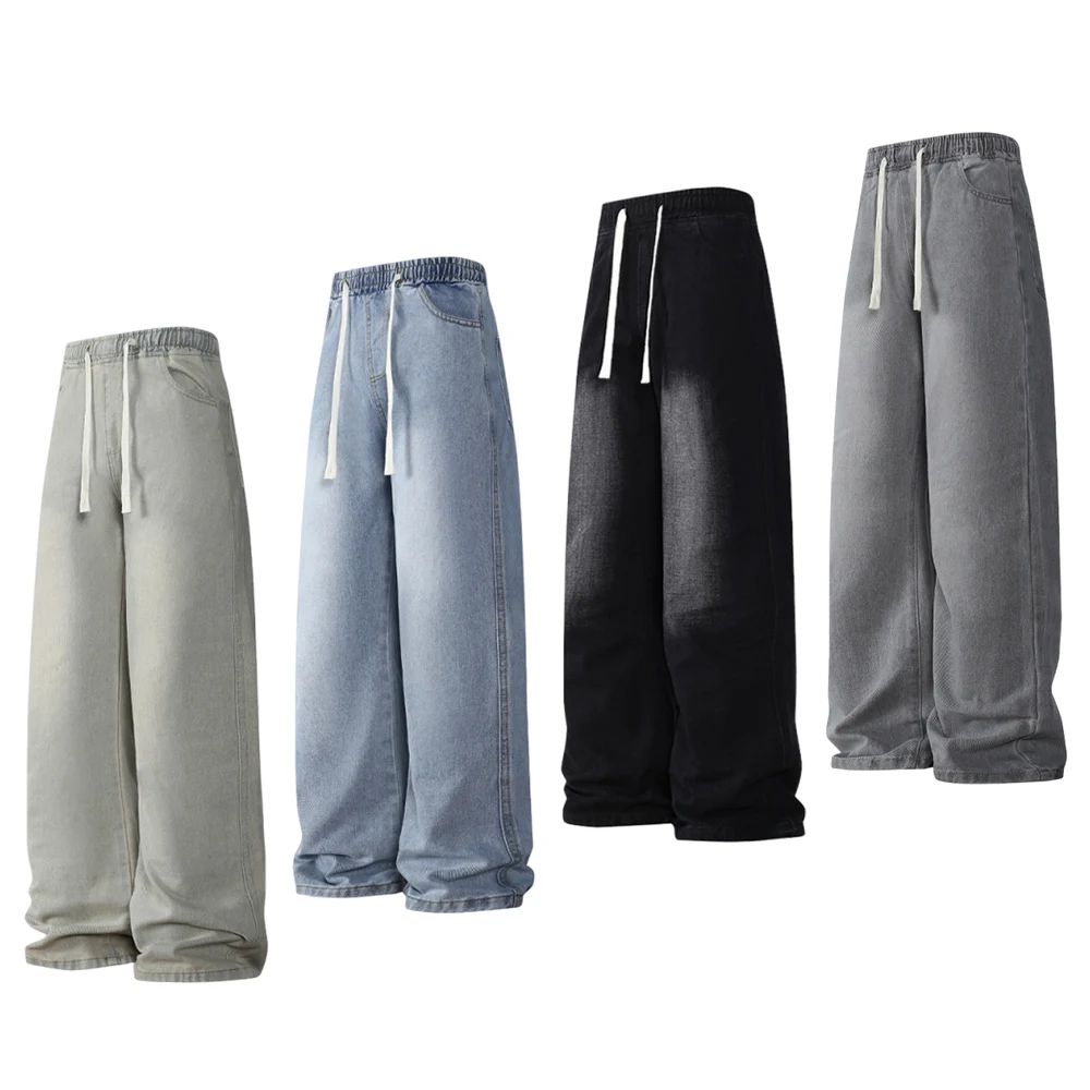 

Мужские слегка расклешенные джинсы, новые осенние потертые брюки в стиле ретро 2025 года, свободные повседневные брюки с прямыми штанинами в гонконгском стиле