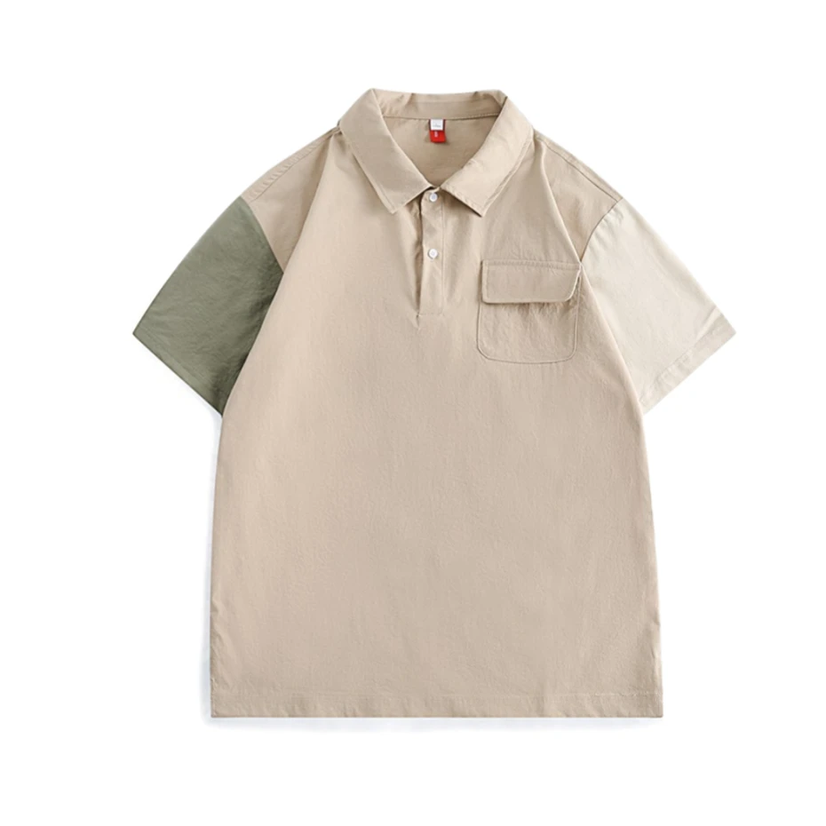 

Oversized Mens Polo Shirts Streetwear Vintage Short Sleeve T Shirt Men Harajuku Color Block Casual Tees Tops Male