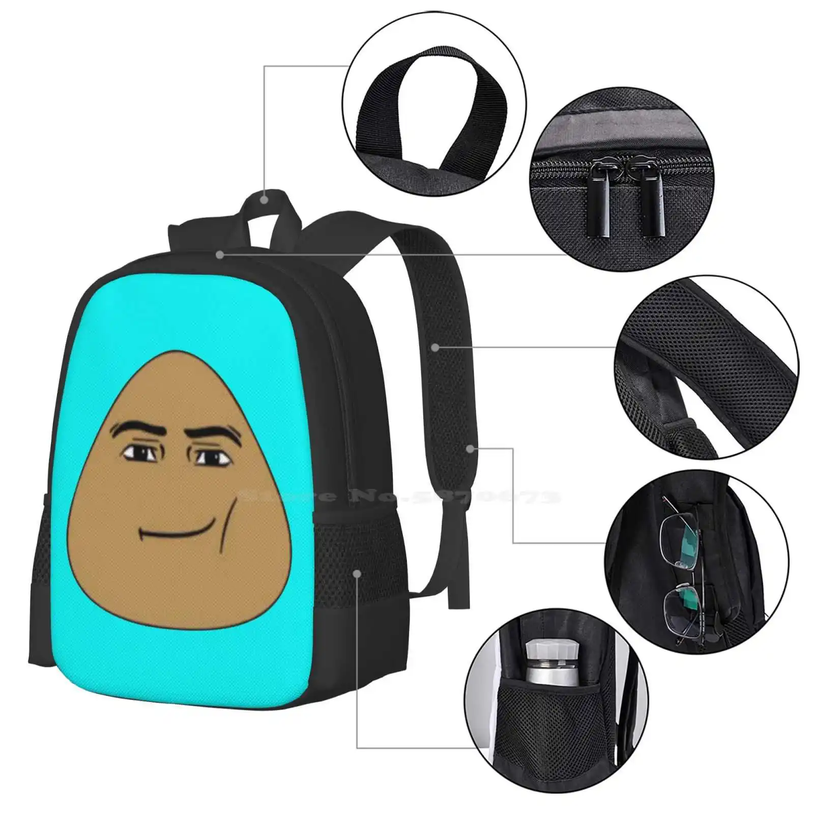 Pou Meme Hot Sale Schoolbag Backpack Fashion Bags Pou Meme Memes Cursed Images Funny Face Dank Meme