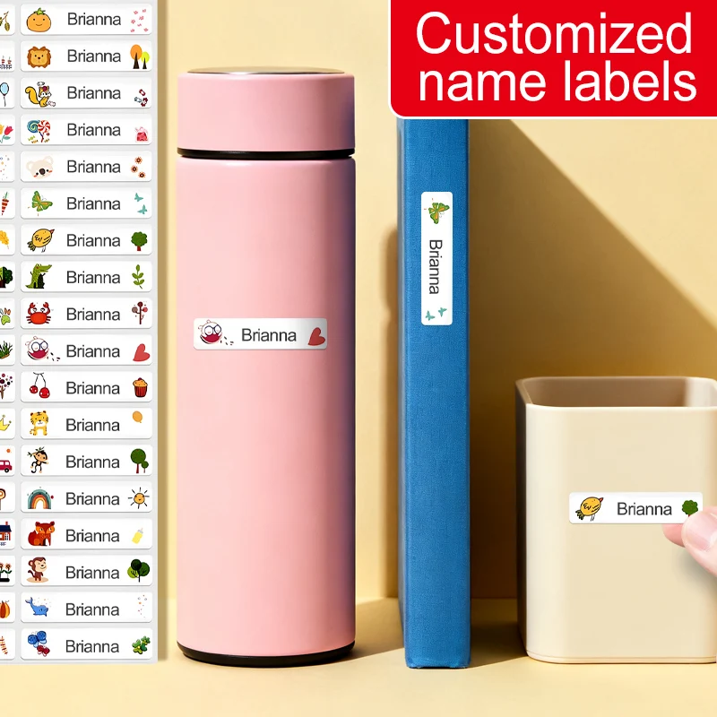 ‌Personalized Waterproof Name Stickers for School - Custom Tags for Kids Backpacks, Lunch Boxes & Bottles, Durable DIY Labels‌