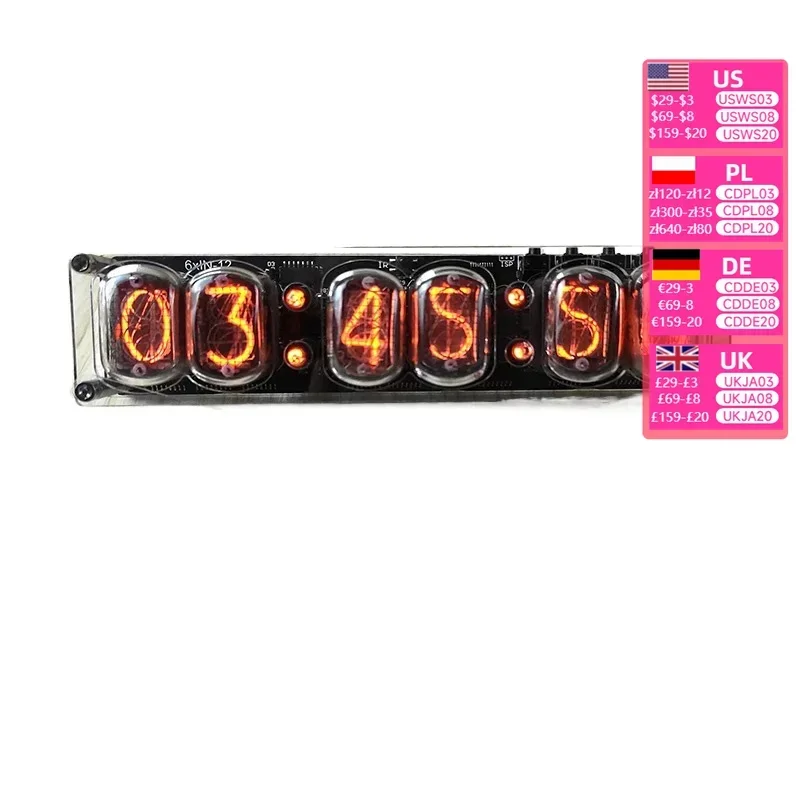 6-digit IN-12 glow tube  IN12 nixie clock