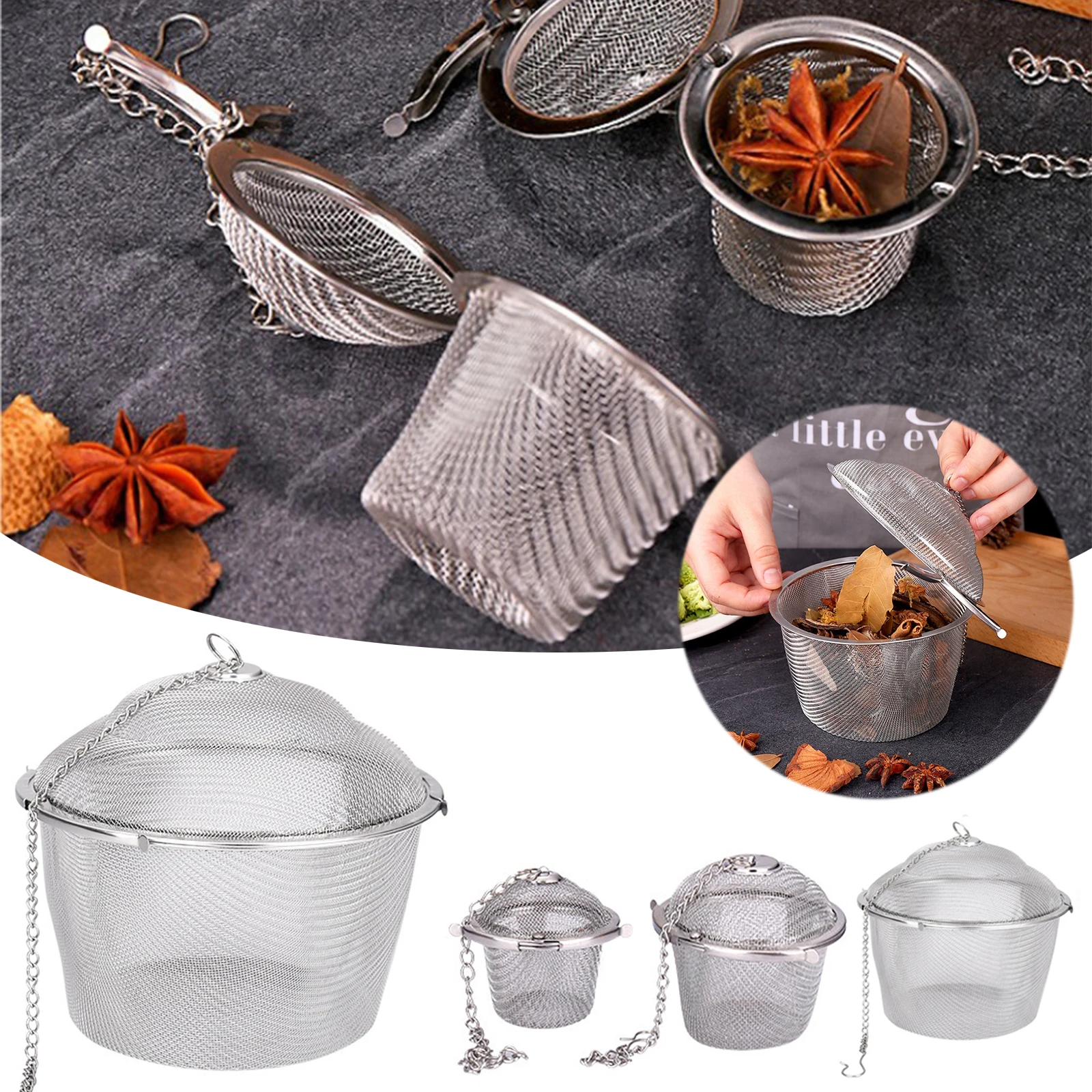 Tea Infuser Mesh Loose Leaf Herb Strainer Steel Secure Locking Reusable