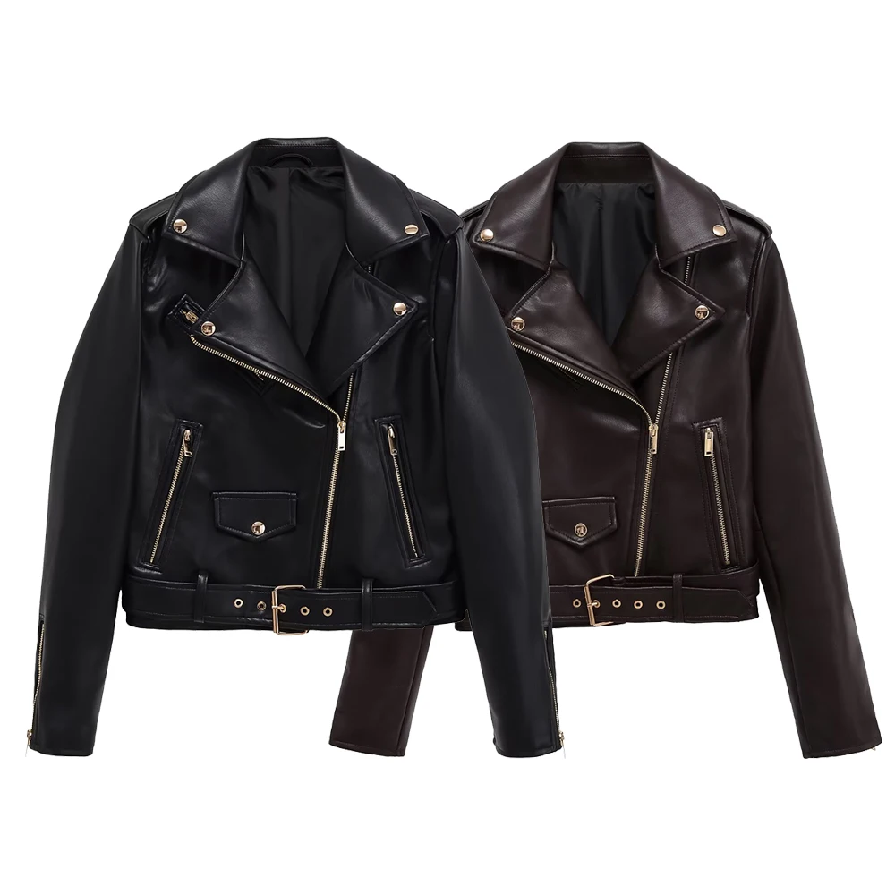 

Асимметричные кожаные куртки на молнии, черные женские новые трендовые зимние пальто, женские винтажные бомберы Y2K, верхняя одежда с длинными рукавами