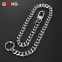 40cm Long Stainless Steel Wallet Belt Key Chain Rock Punk Trousers Hipster Pant Jean Keychain Clip Keyring Men's Hip Hop Jewelry