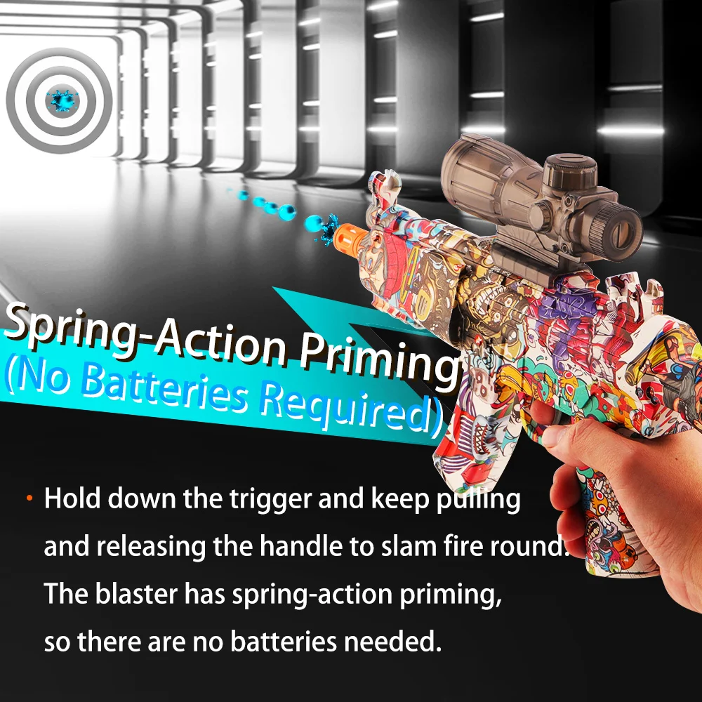 MP5 Manual Slam Fire Gel Ball Blaster​​ – Spring-Loaded & No Electricity Required (No Bullets)