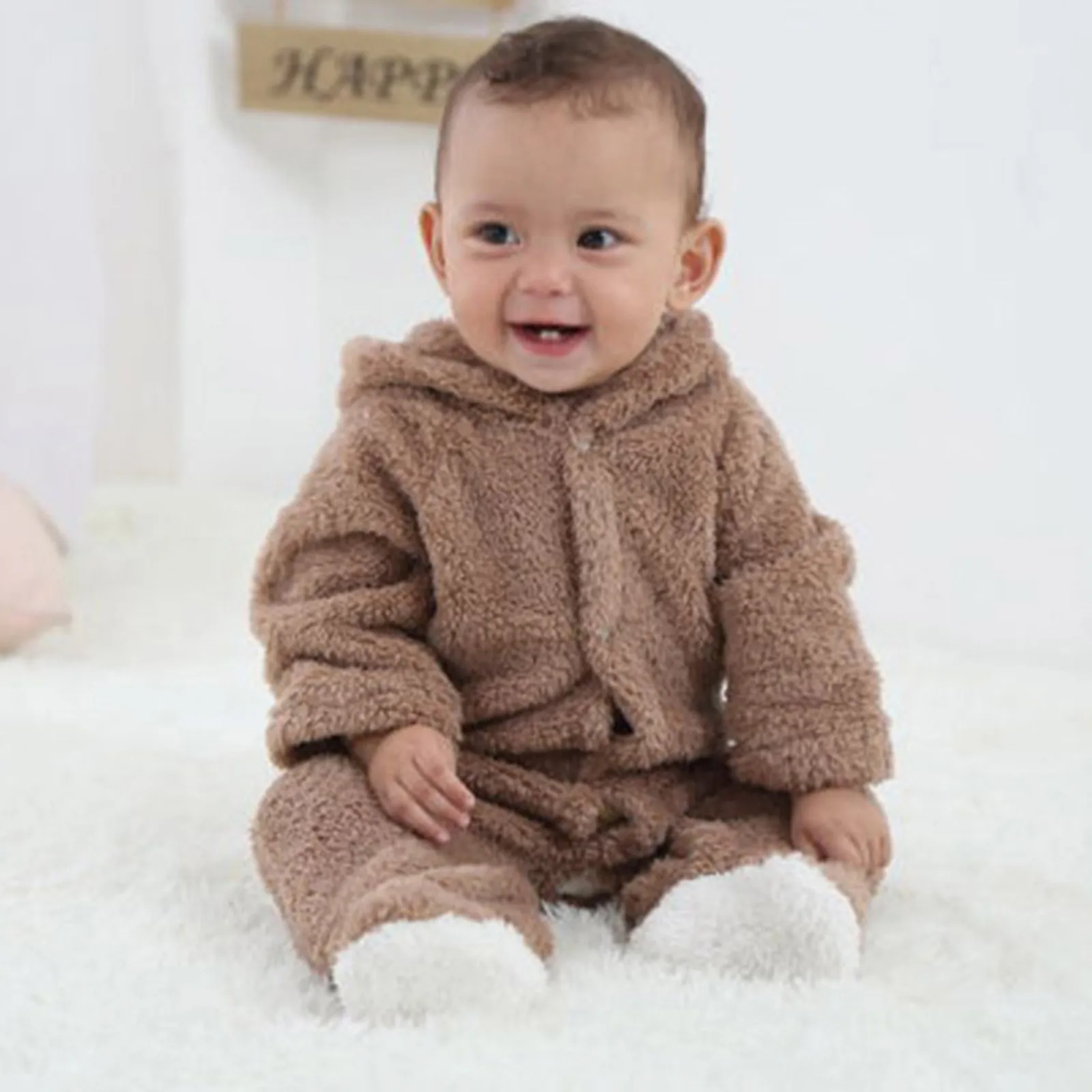 Baby Costume 0-1Years ﻿Winter Thickened Warm Baby Rompers Cute Style Long Sleeve Boys Girls Jumpsuits Soft Toddler Kids Clothes