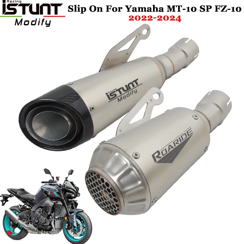 

Motorcycle Exhaust Escape Systems For Yamaha MT10 MT-10 SP FZ10 FZ-10 2022 2023 Modify Link Pipe Carbon Fiber Muffler With Mesh