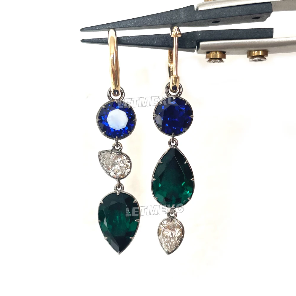 

LETMEXC 18K Gold Asymmetric Lab Grown Gemstone Lab Grown Diamond Earrings