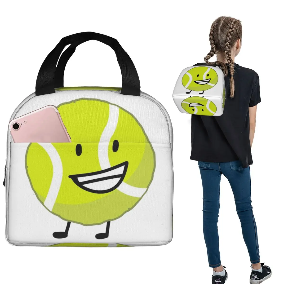 Bfb Tennis Ball Insulated Lunch Bag for Women Kids Portable Food Boxes Thermal Lunch Box Tote