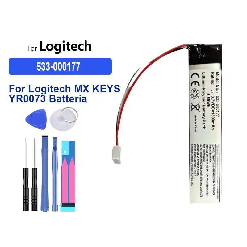 

High Capacity Battery 533-000200 533-000177 1130mAh-1500mAh for Logitech MX KEYS Mini YR0084 920-010514 YR0073 Keyboard
