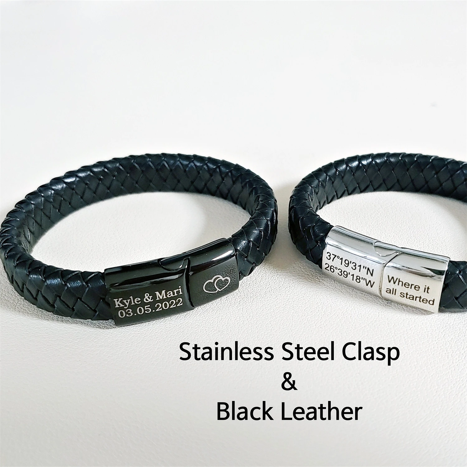 

Custom Engraved Mens Leather Bracelet Gift for Him Boyfriend Bracelet Personalized Bracelet for Men Jewelry Fathers Day Gift
