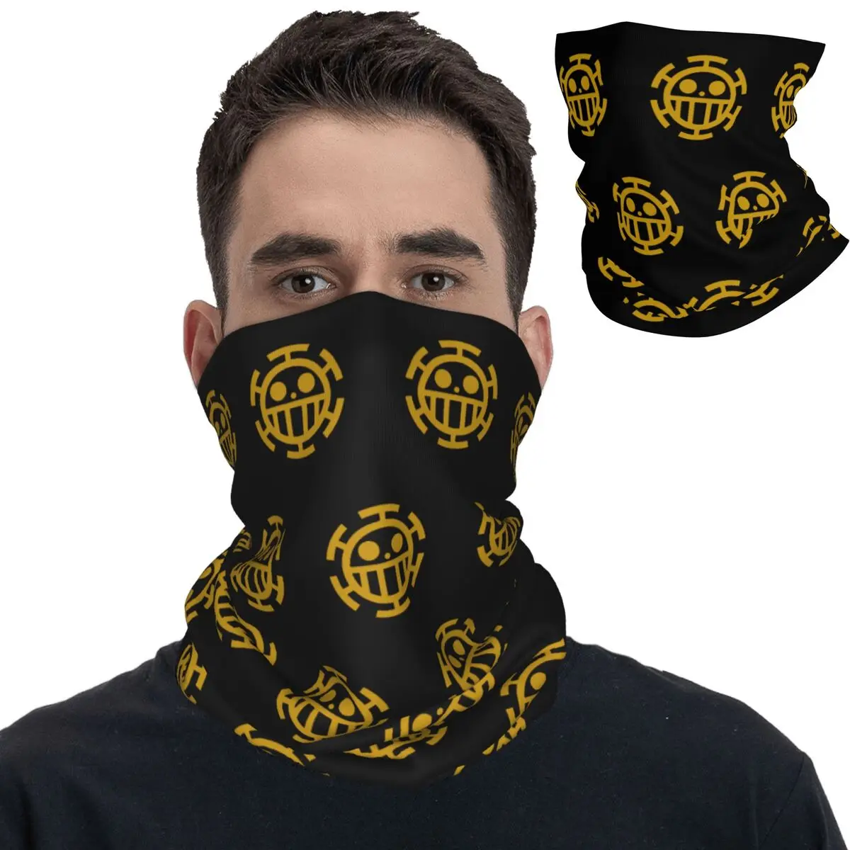 

Trafalgar Law Jolly Roger Bandana Neck Gaiter Printed One-Piece Balaclavas Face Mask Scarf Multi-use Headwear Unisex Adult