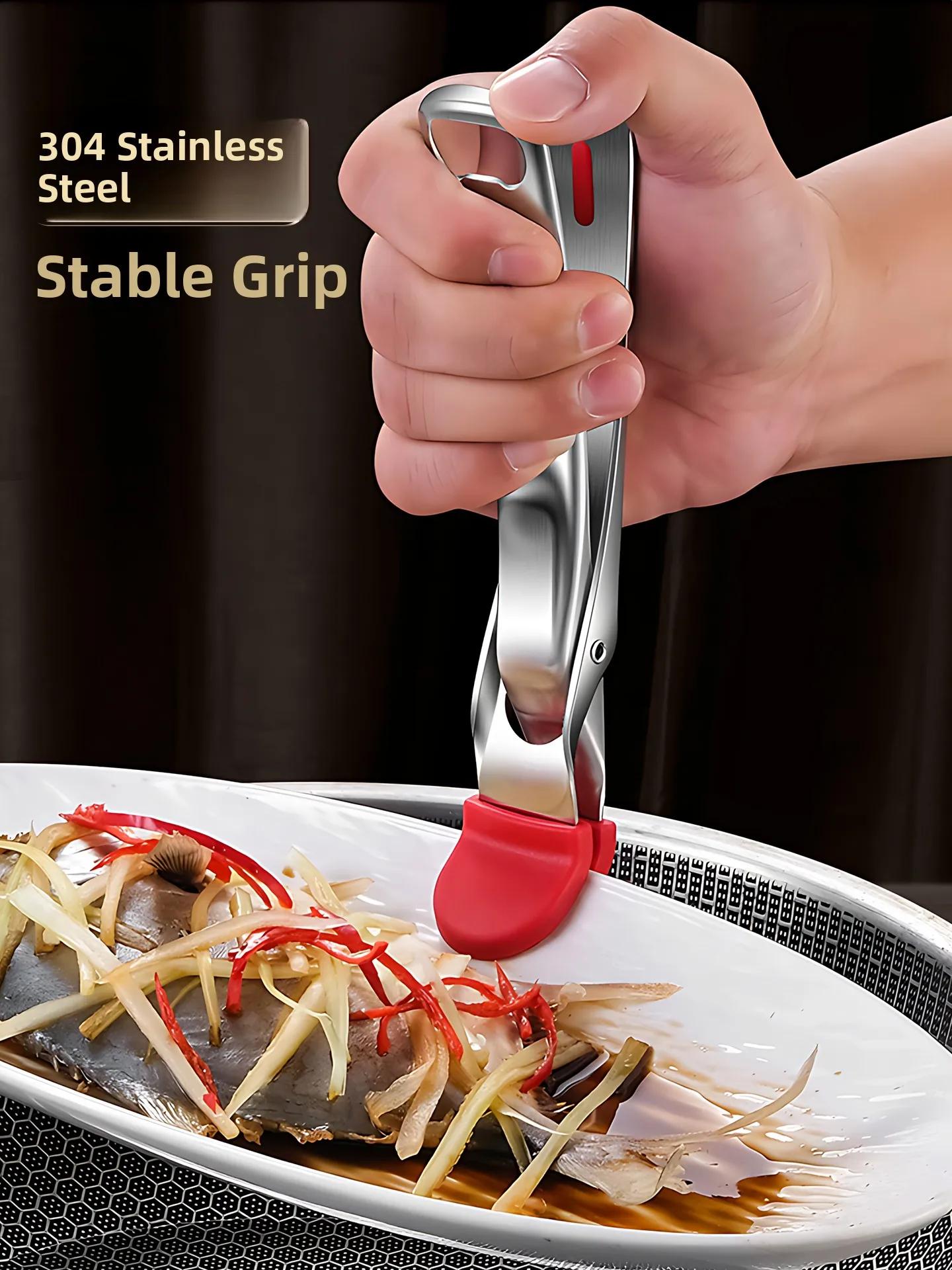 

Утолщенный зажим из нержавеющей стали 304 с защитой от ожогов, держатель для тарелок и мисок, кухонный гаджет, противоскользящий силиконовый зажим