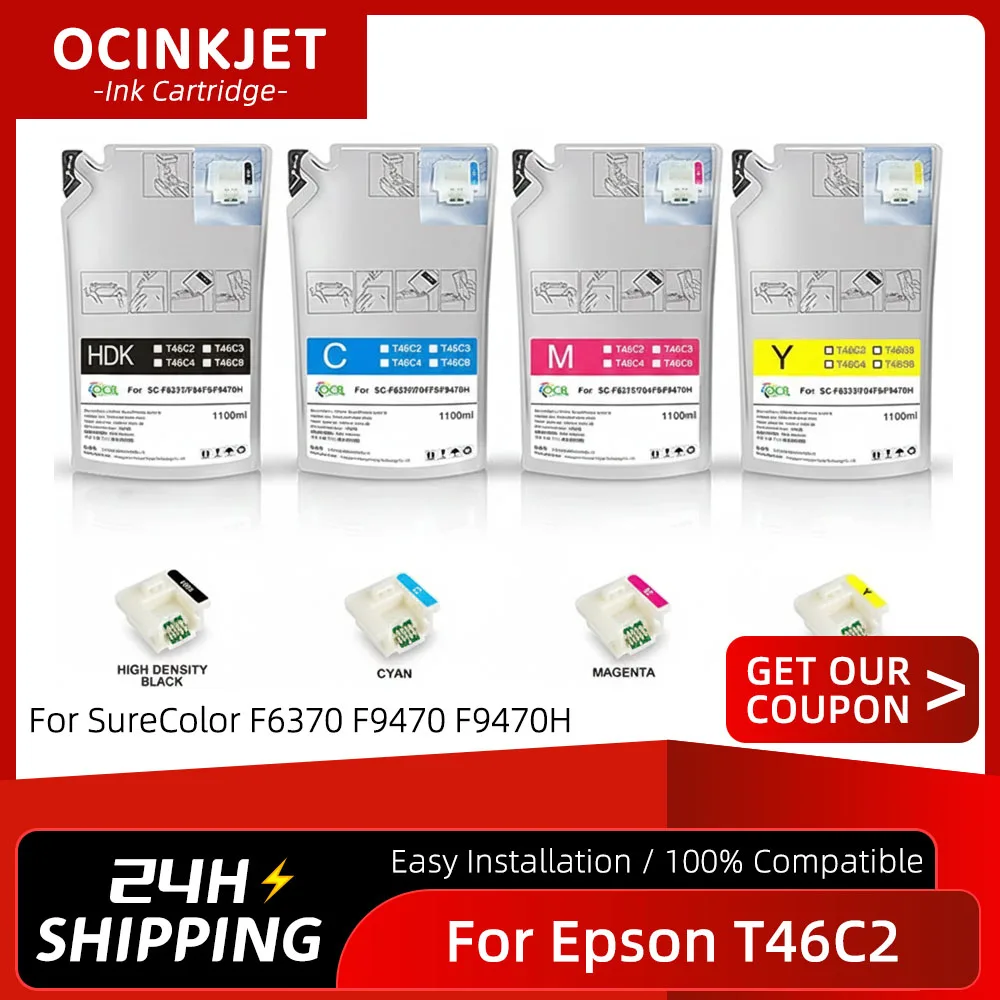 

For Epson 1100ML T46C8 T46C2 T46C3 T46C4 Ink Bag Dye Sublimation Ink Pack For F6370 F9470 F9470H SC-F6370 SC-F9470 SC-F9470H