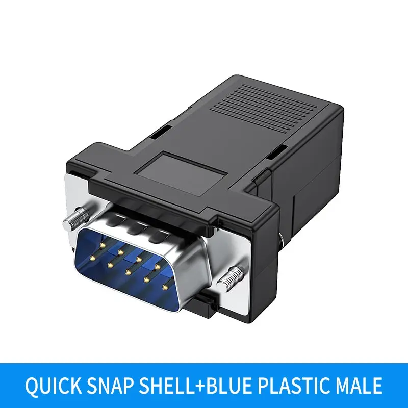 RS232/485 DB9 Plug Male Female 9 Pin COM Serial Port Connector Adapter Quick Installation Solid Pin Plastic Shell Snap Terminal