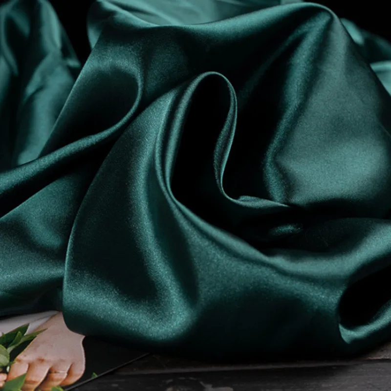 Silky Satin Fabric By Yard, Material for DIY Sewing Craft, Fabric For Wedding Dress, Party Decor Solid Color Cloth - Detail 1