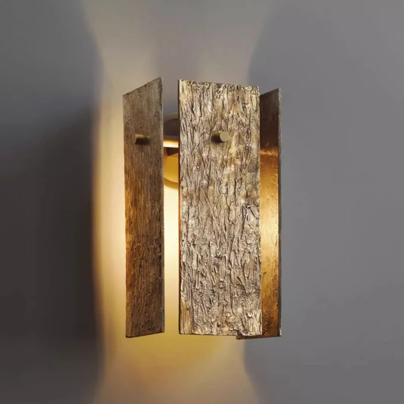 Bark Textured Copper Wall Lamp Minimalist Modern Living Room Tv Wall Creative Designer Staircase Hallway Lighting Fixtures
