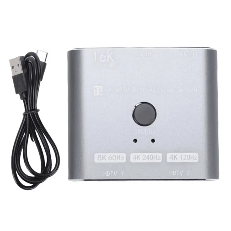 B27B -Compatible 2X1 Switcher 16K/8K Bidirectional Resolution Support High-Definition Monitor 2 In 1 Out Computer Interface