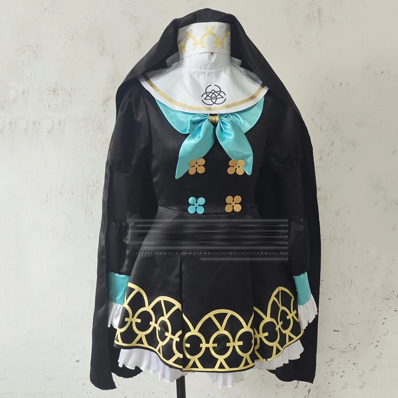 Blue Archive Cos Utazumi Sakurako Cosplay elegant black shawl nun battle uniform costume female dress C