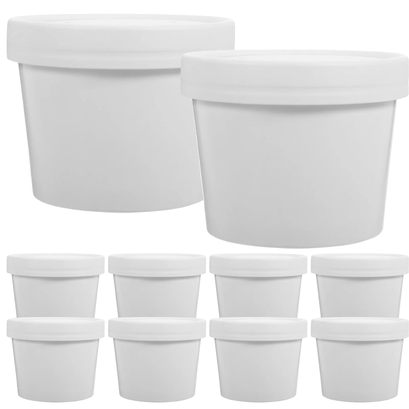 10 Sets Espresso Cups Travel Coffee Mug Soup Holders Takeaway Packing Bowl Ice Cream Paper Cover Takeout White