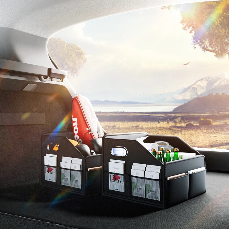 

Органайзер для багажника автомобиля, ящик для хранения из искусственной кожи, складной органайзер для грузовых ботинок, коробка для внедорожника, MPV, авто, спинка сиденья