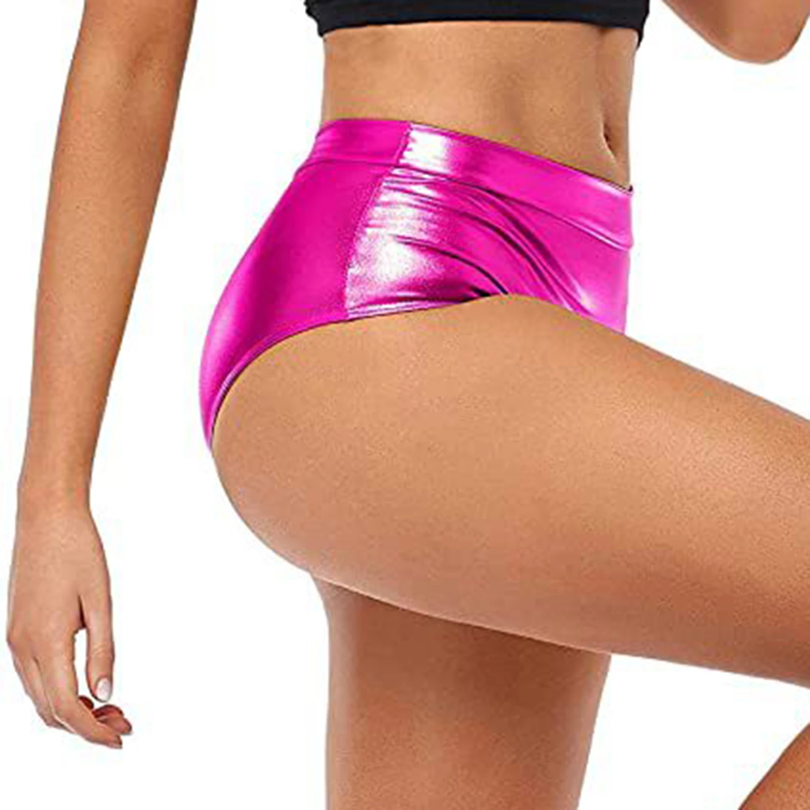 Womens Sexy Hot Metallic Booty Shorts Shiny Skinny Panties Short Pants for Rave Dance Music Festival Carnival Party Bottoms Club