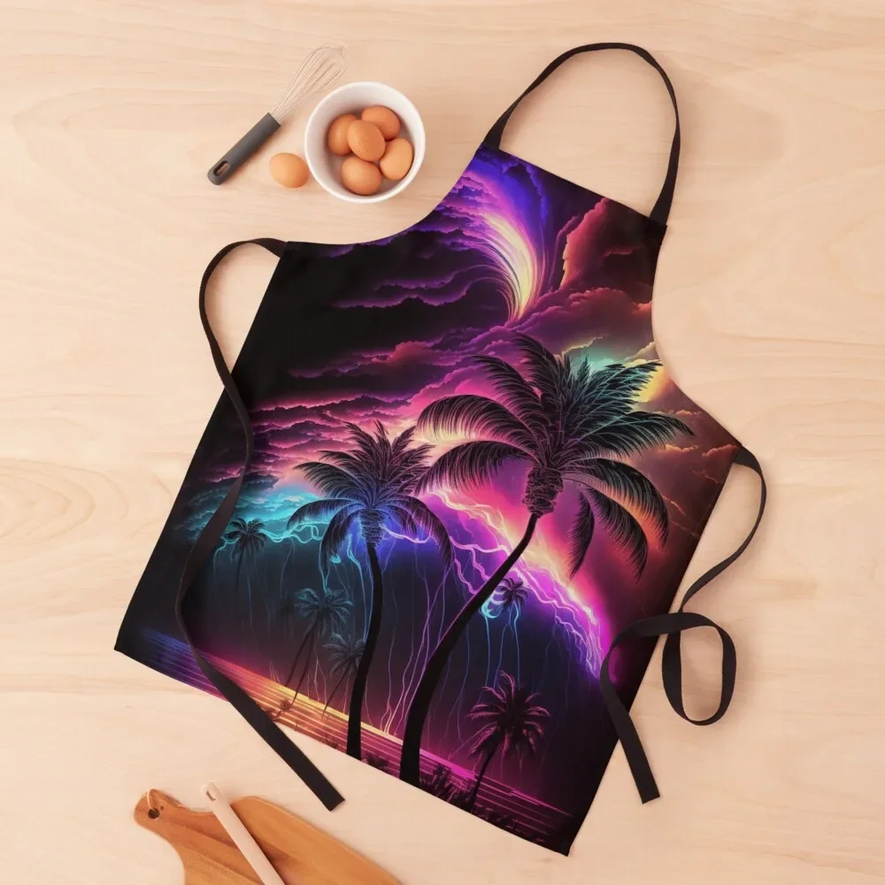 Mystic Neon Palms Apron Kitchen Apras For Women nail tech supplies Apron